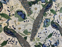 Thumbnail for Pattern of peacocks, flowers, and leaves on a beige background