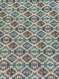Thumbnail for Moroccan-Inspired Kilim Fabric: Blue, Yellow, and Green - Elevate Your Unique Home Decor - Sold by the Metre