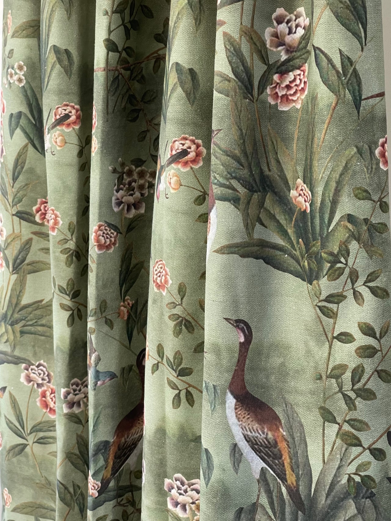 Vintage-Style Goose Botanical Cotton Pair of Curtains - Custom Made to Measure