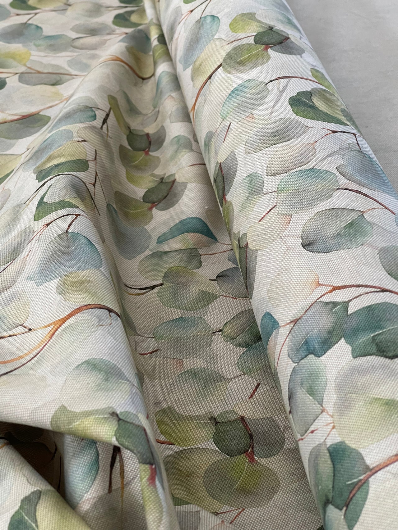 Delicate watercolor eucalyptus fabric for soft furnishings