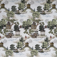 Thumbnail for Scenic garden fabric with oriental bridges and rivers