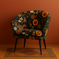 Thumbnail for Decorative armchair with floral pattern on a brown background