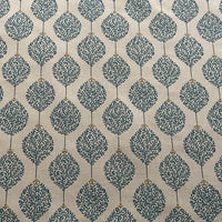 Thumbnail for Neutral beige fabric with teal leaf print for interior styling