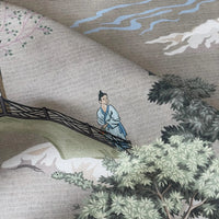 Thumbnail for Pagoda Garden landscape pattern fabric with arched bridges and gardens