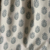 Thumbnail for Curtain fabric with soft blue floral medallion repeat pattern