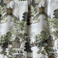 Thumbnail for White oriental landscape fabric for soft furnishings
