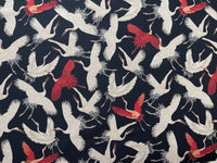 Thumbnail for Black upholstery fabric with Japanese cranes