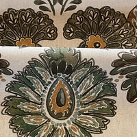 Thumbnail for Botanical cotton fabric with vintage floral pattern on cream background