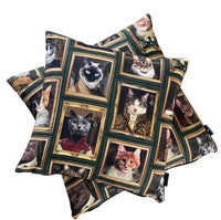 Thumbnail for Green cushion with classic art gallery cat theme