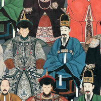Thumbnail for Traditional Chinese emperor print cotton fabric in bold earthy and jewel tones

