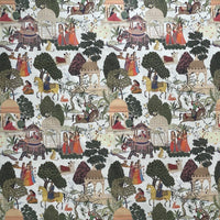 Thumbnail for Horse riders and domed pavilions fabric close-up