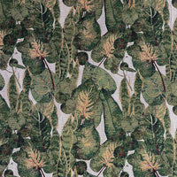 Thumbnail for Full view of Evergreen tropical foliage pattern on cotton-mix upholstery fabric with calathea and ficus leaves
