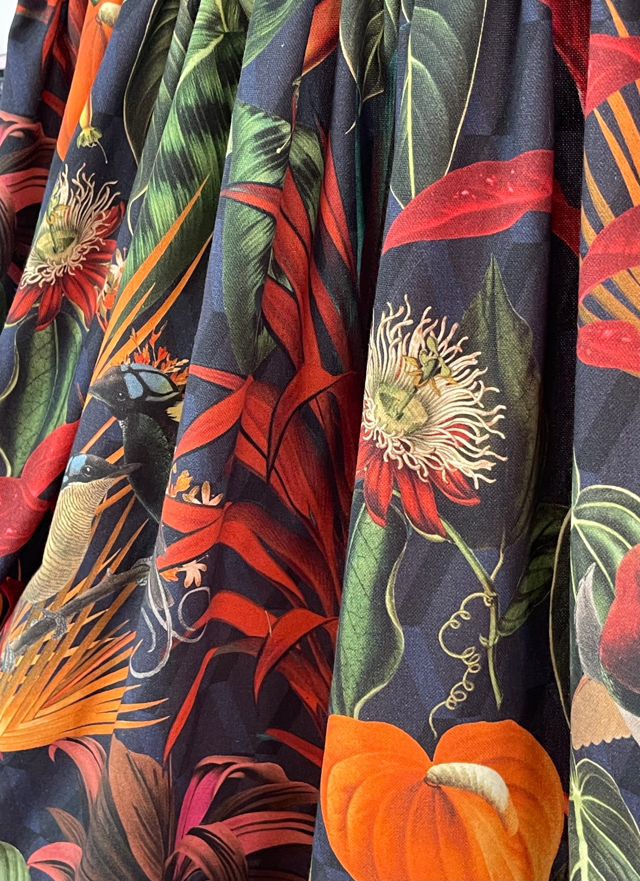 Custom Made to Measure / Deep Jungle Printed Cotton / Curtains with Pencil Pleat - Bespoke Home Decor
