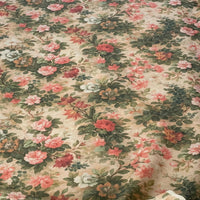 Thumbnail for Rolled and flat-lay view of Vintage Rose Garden cotton floral fabric, highlighting an all-over vintage rose pattern on a neutral background, suitable for custom curtains, blinds, and home décor projects.