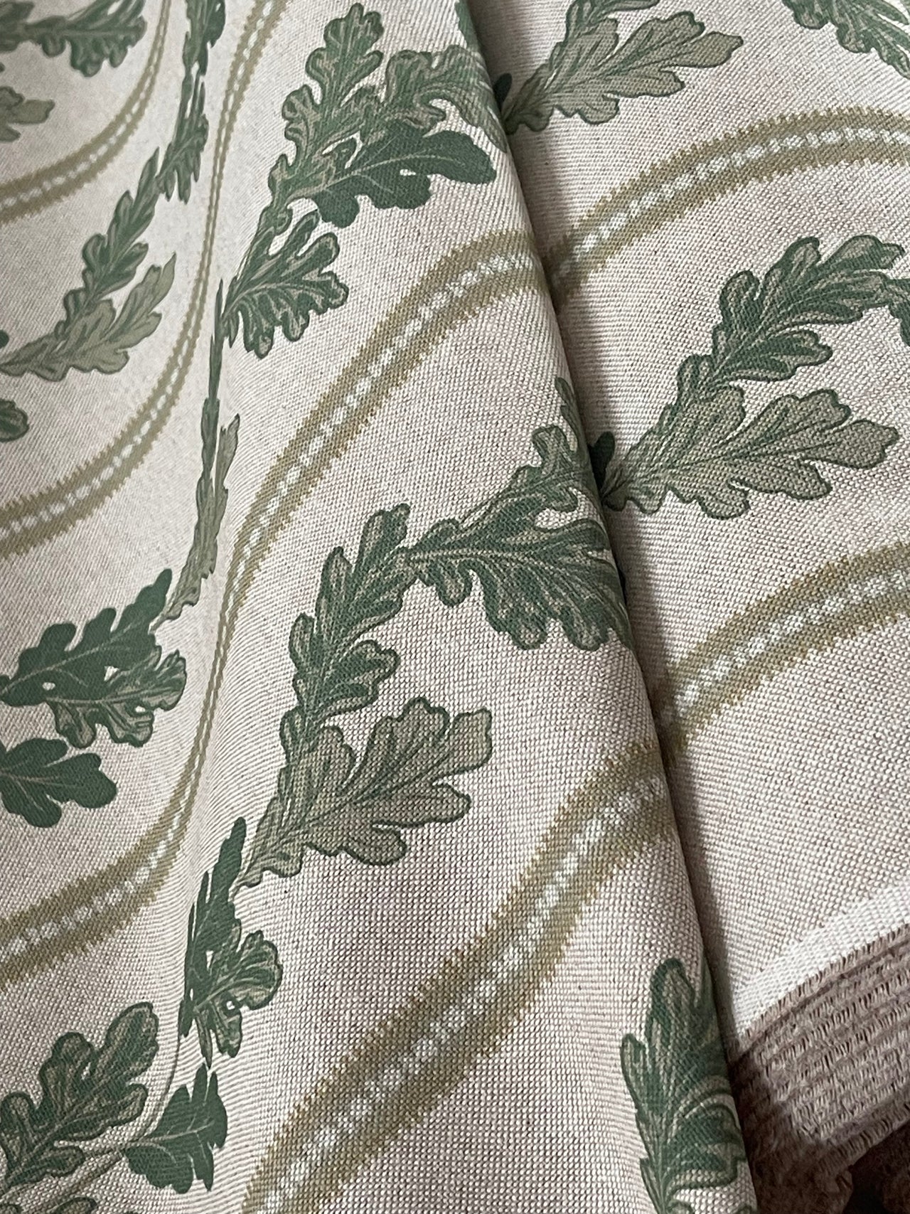 Foliage fabric on display for home sewing projects