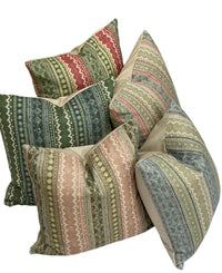 Thumbnail for Set of patterned pillows in various colors on a white background