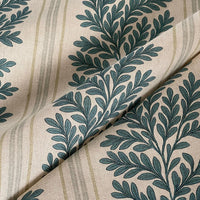 Thumbnail for Vertical botanical leaf stripe fabric in calming sage palette