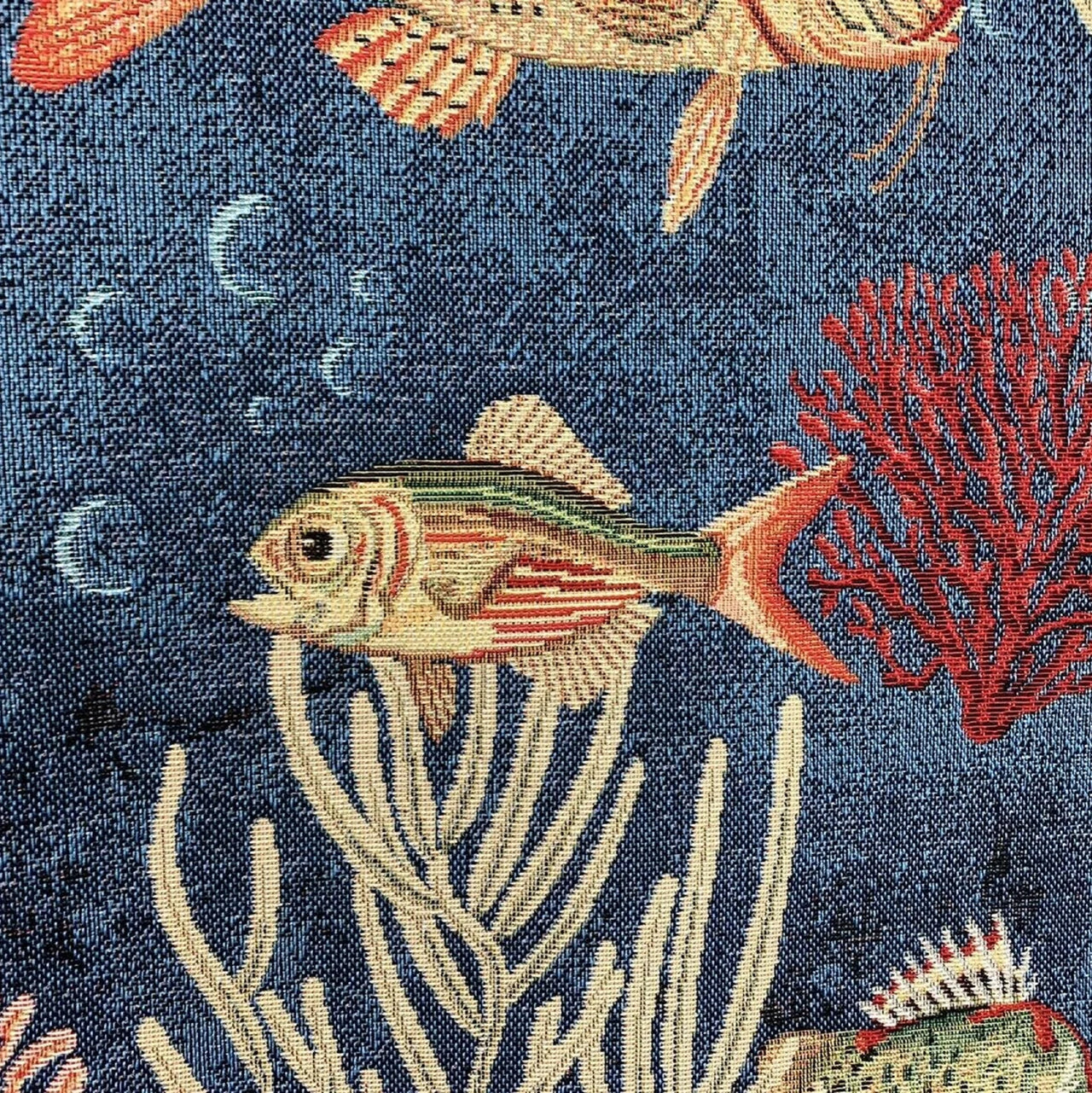 Coastal tapestry fabric with vibrant details.