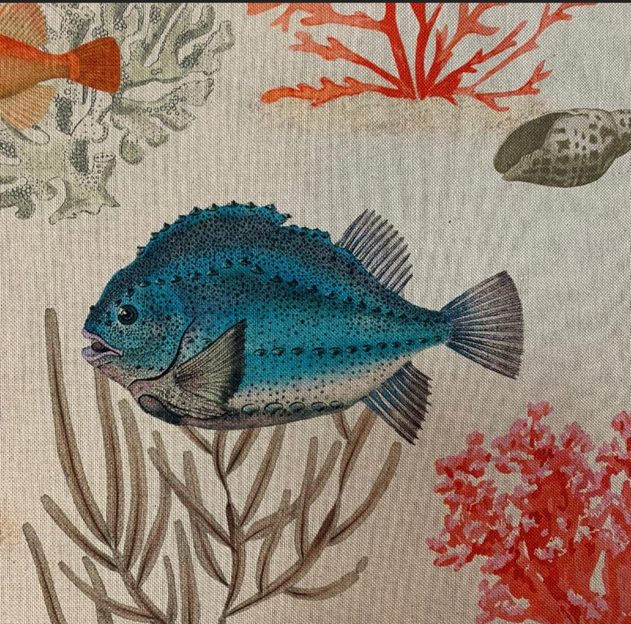 Scenic tropical sea fabric for living rooms

