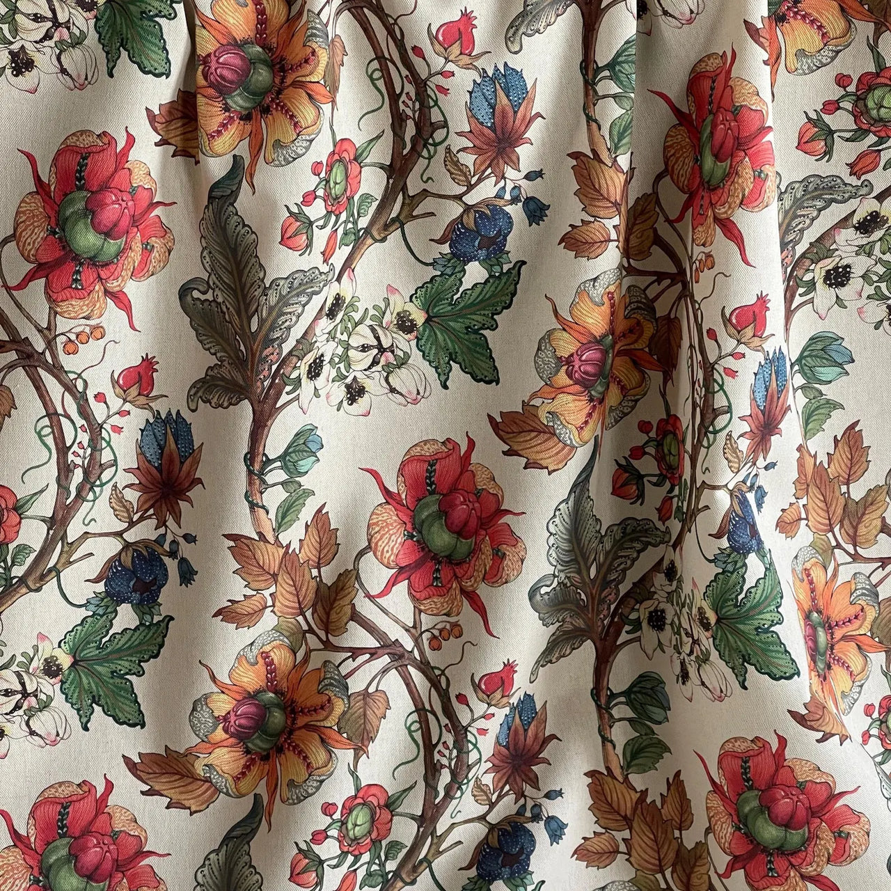 Floral cotton upholstery fabric heritage style