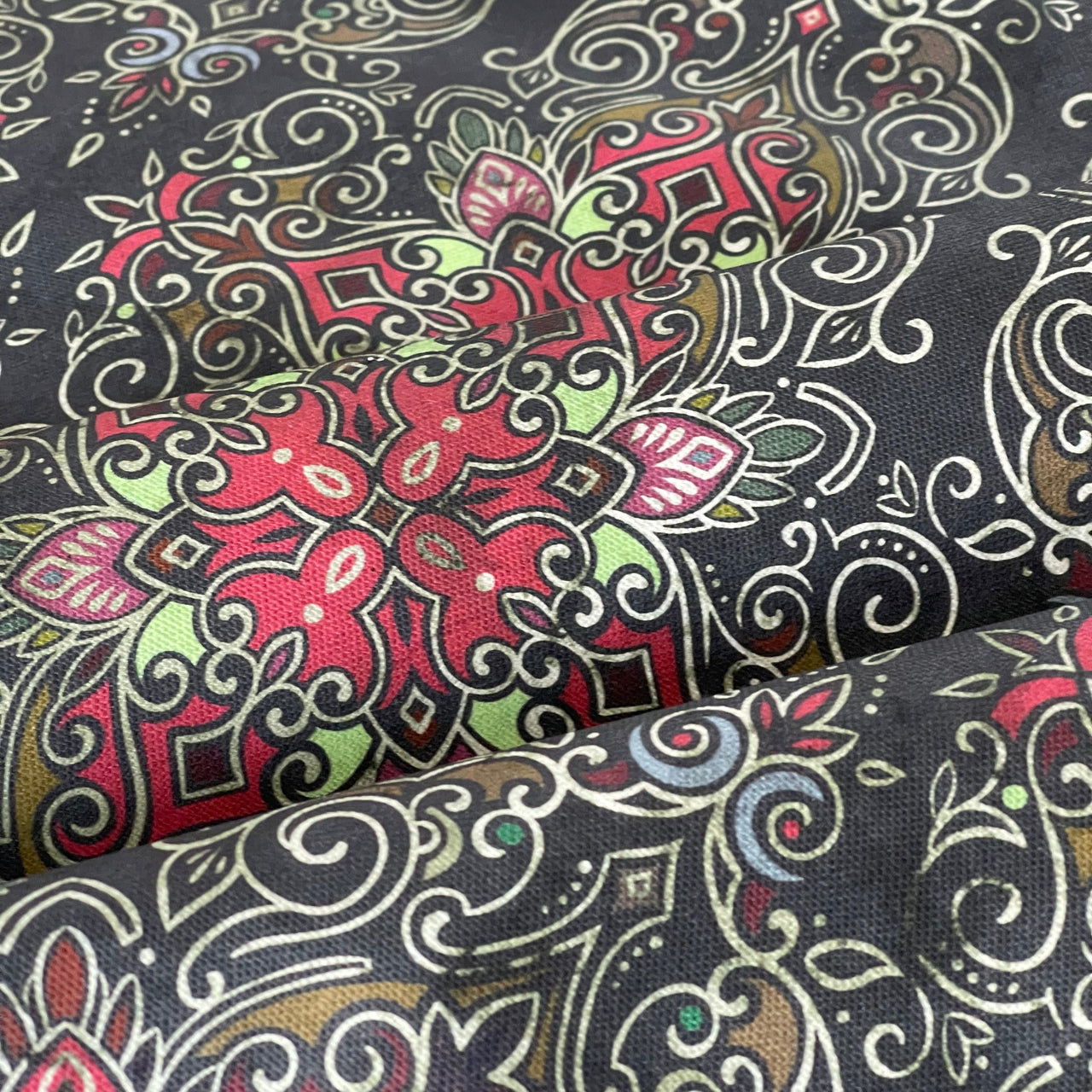 Artisanal textile showing detailed oriental symmetry