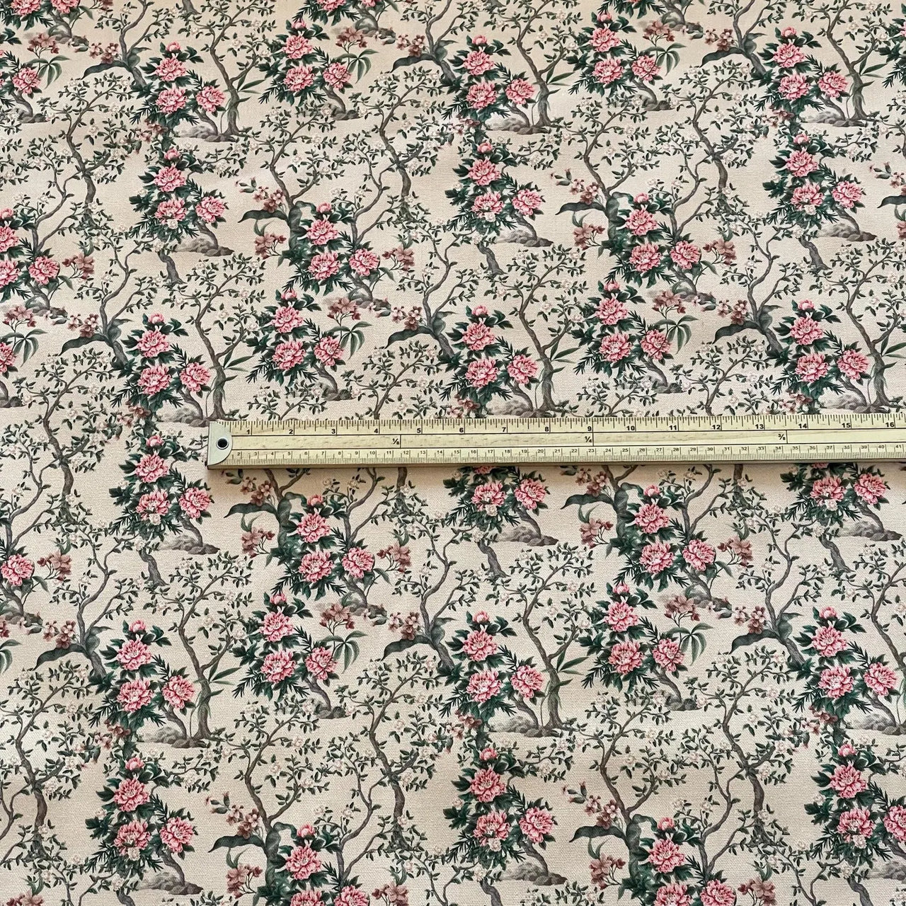 Traditional Asian floral fabric with peony motif