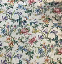 Thumbnail for Botanical print cotton fabric with wildlife