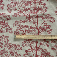 Thumbnail for Red botanical cotton blend fabric for curtains and soft furnishings