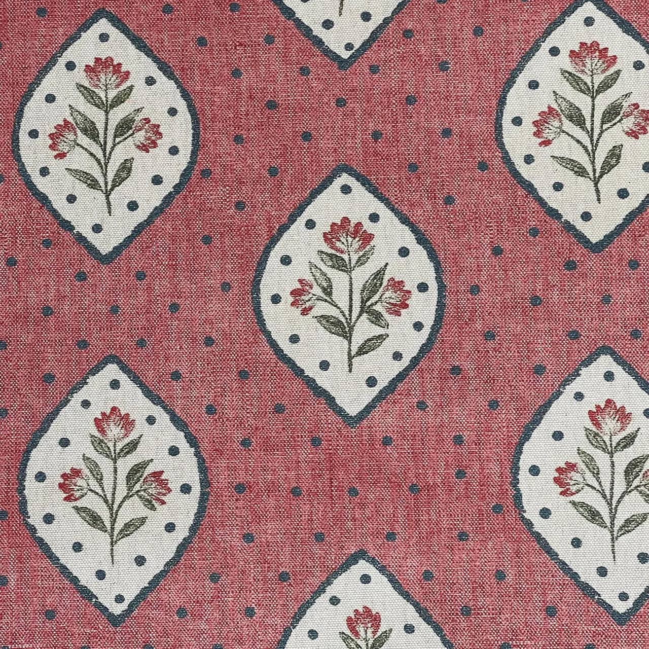 Dusty rose cotton fabric with vintage inspired floral print