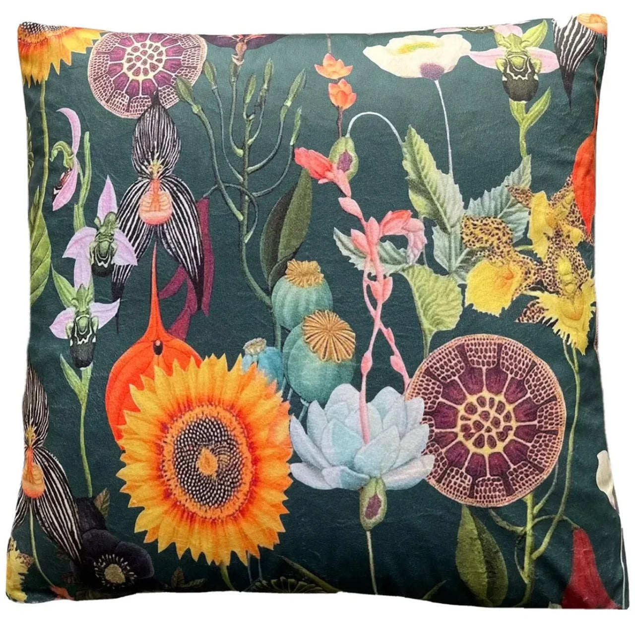 Dark green botanical throw pillow