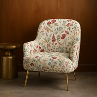 Thumbnail for Elegant floral armchair in vintage botanical fabric

