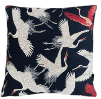 Thumbnail for Red and beige crane pattern on throw pillow.