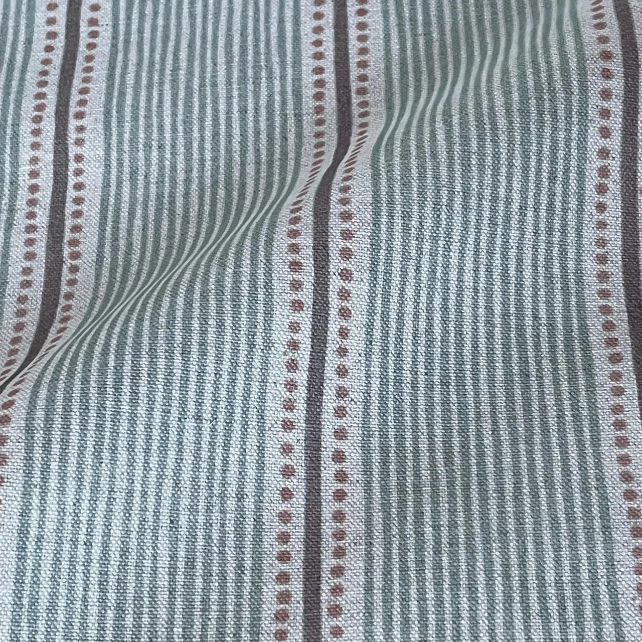 Natural cotton linen fabric with rustic dotted stripes