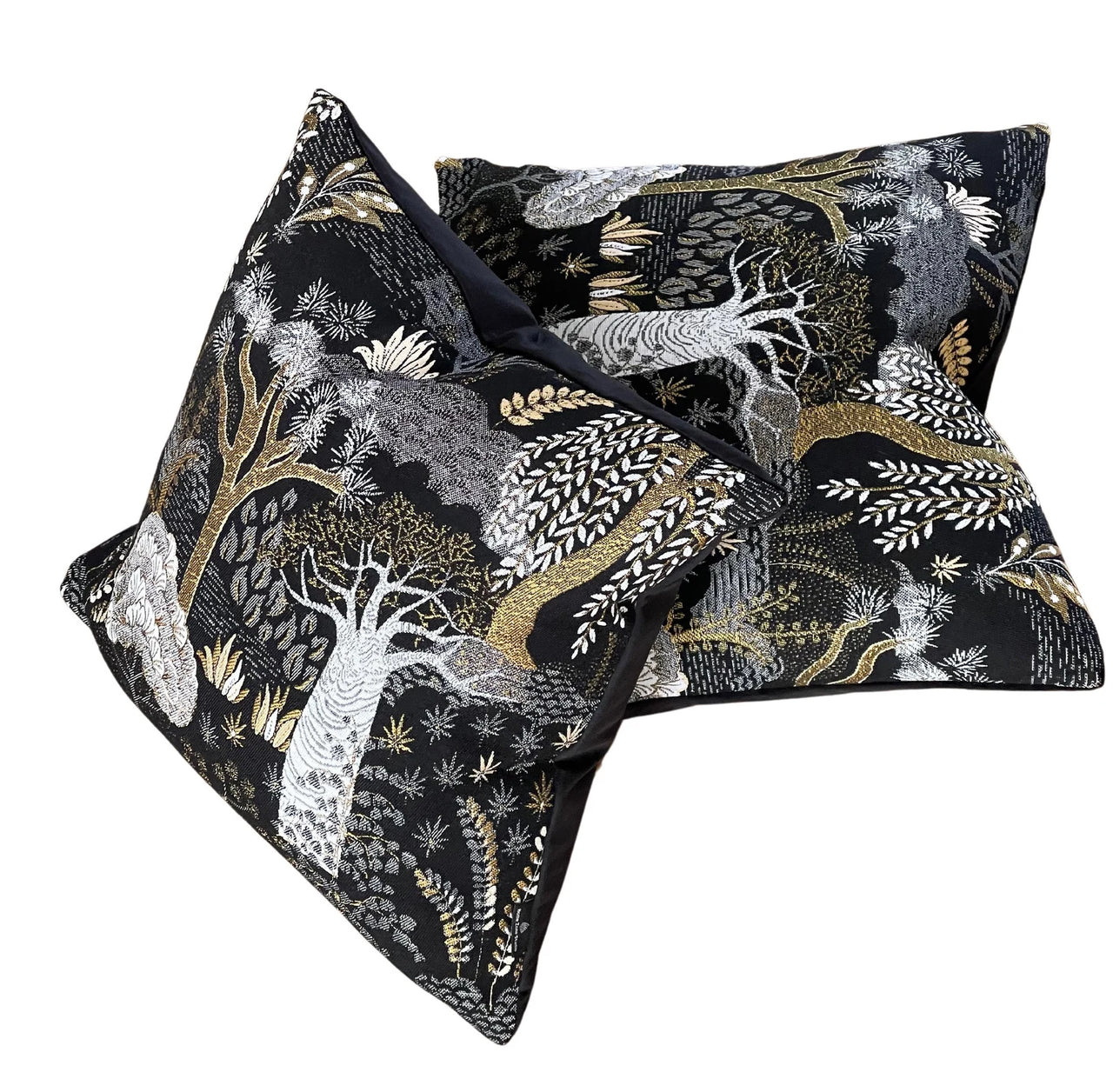 Close-up of luxury baobab tree motif cushion cover.