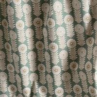 Thumbnail for Apple green floral upholstery fabric with linen texture finish