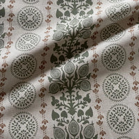 Thumbnail for High quality linen look cotton fabric with decorative medallion repeat pattern