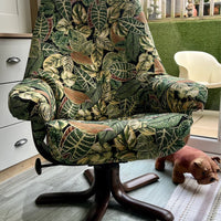 Thumbnail for Woven fabric featuring botanical leaves design.