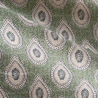 Thumbnail for Green patterned fabric with small scale paisley repeat design