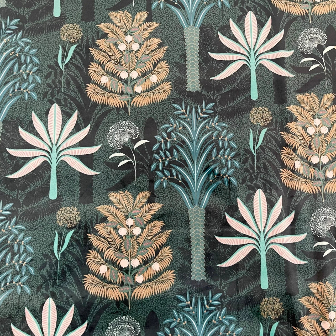 Plush velvet fabric with tropical botanical design – light upholstery