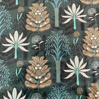 Thumbnail for Plush velvet fabric with tropical botanical design – light upholstery