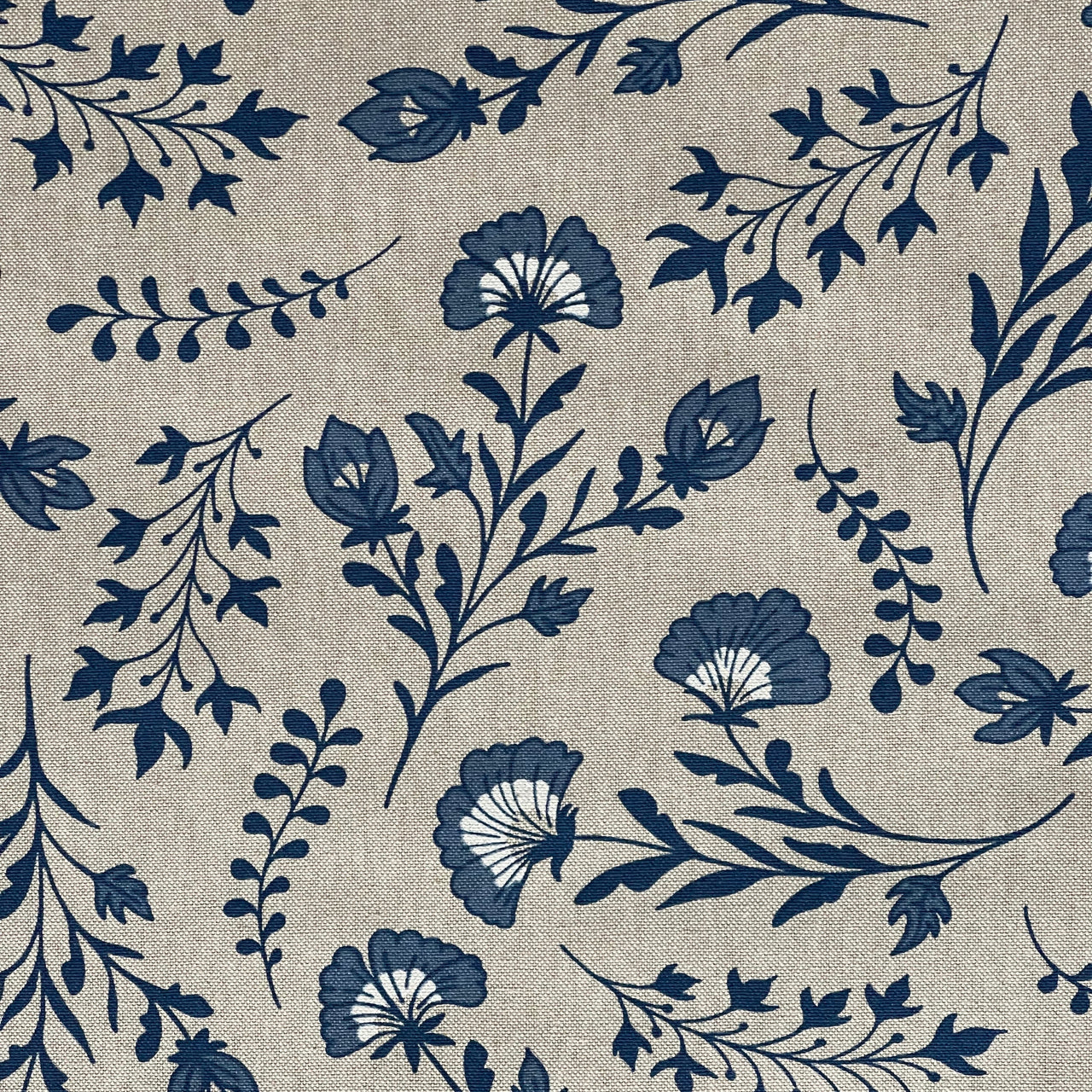 Classic Delft blue floral print on cotton blend