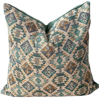 Thumbnail for Green and beige kilim cushion cover with tribal pattern