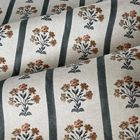 Thumbnail for Organic cotton floral stripe fabric with hedgerow botanical design