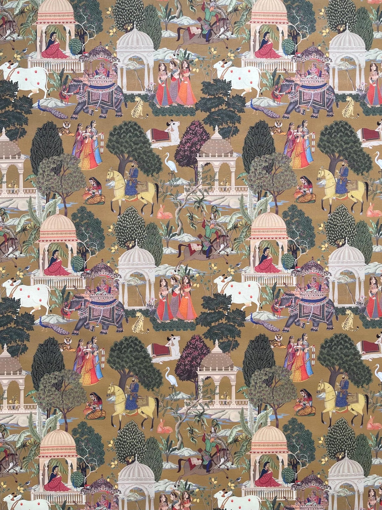 Regal Indian women in Mughal procession print