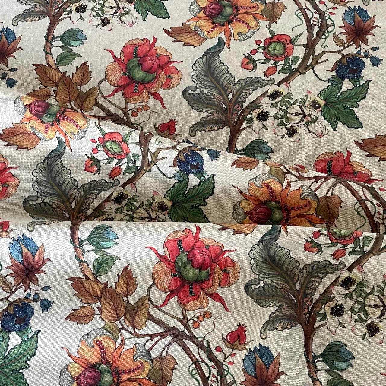 Heritage Garden Tapestry cotton linen-look floral fabric
