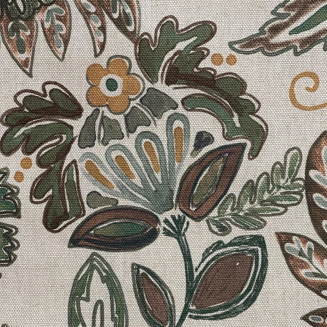 Floral cotton fabric with traditional artisan inspired pattern
