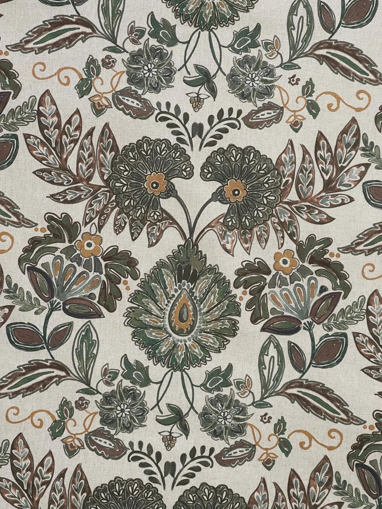Floral linen look fabric for refined traditional interiors