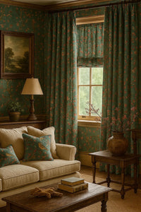 Thumbnail for Floral and bird jacquard textile for interior décor projects