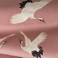 Thumbnail for Decorative cotton fabric inspired by traditional Asian crane art.