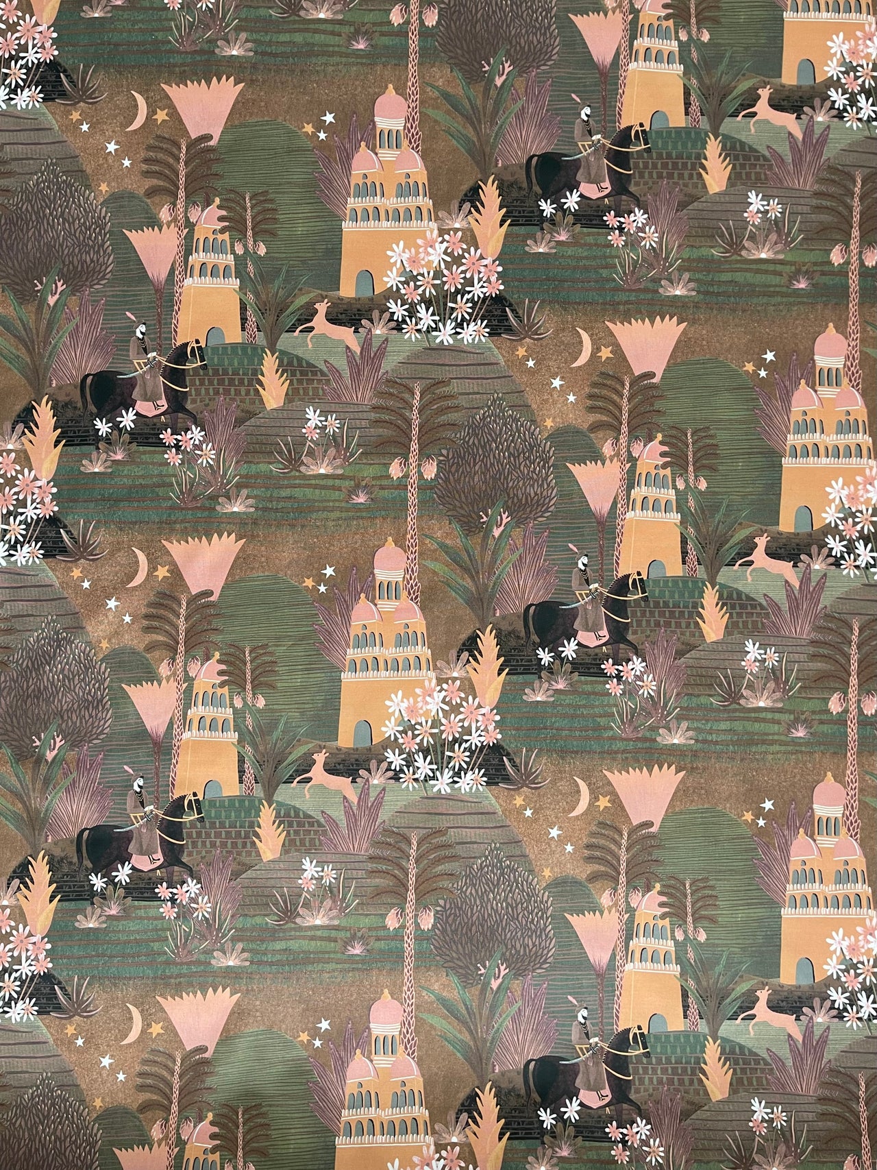 Desert Palms Boho Fabric – Exotic Cotton for Roman Blinds & Curtains | Babylon Design